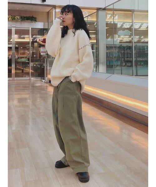 Ungrid（アングリッド）の「ハンドステッチルーズニット（ニット/セーター・レディース・ブラック/オフホワイト/モカ・FREE）」の16枚目の写真