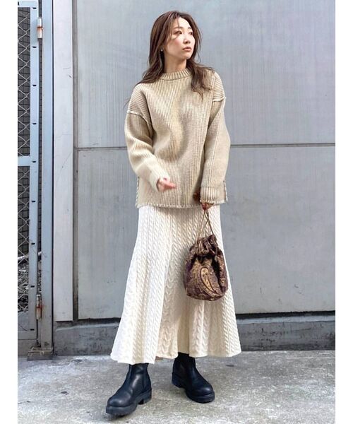 Ungrid（アングリッド）の「ハンドステッチルーズニット（ニット/セーター・レディース・ブラック/オフホワイト/モカ・FREE）」の13枚目の写真