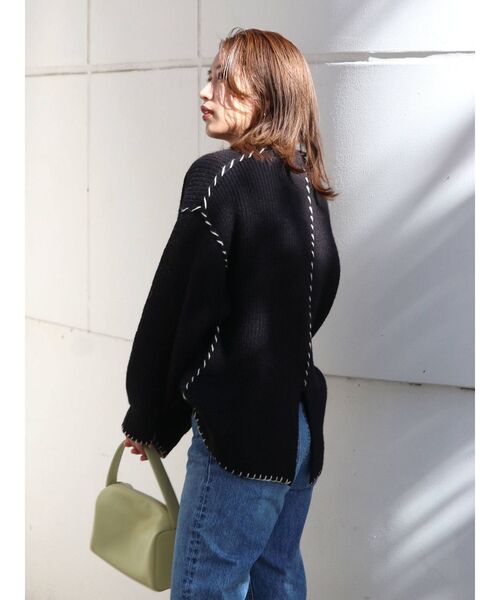 Ungrid（アングリッド）の「ハンドステッチルーズニット（ニット/セーター・レディース・ブラック/オフホワイト/モカ・FREE）」の17枚目の写真