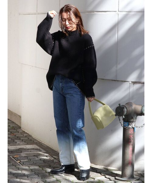 Ungrid（アングリッド）の「ハンドステッチルーズニット（ニット/セーター・レディース・ブラック/オフホワイト/モカ・FREE）」の14枚目の写真