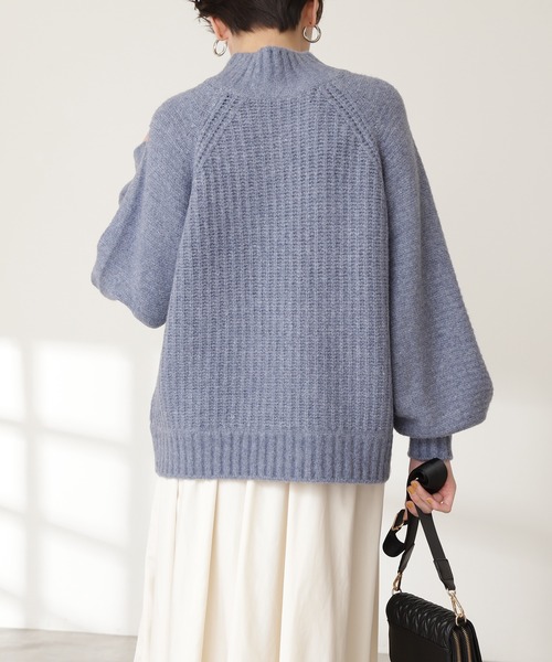 N.（N. Natural Beauty Basic）（エヌエヌナチュラルビューティーベーシック）の「◆変形畦ハイネックニット（ニット/セーター・レディース・パープル/オフホワイト/ブルー・MEDIUM）」の11枚目の写真