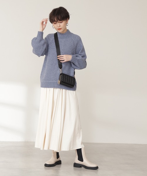 N.（N. Natural Beauty Basic）（エヌエヌナチュラルビューティーベーシック）の「◆変形畦ハイネックニット（ニット/セーター・レディース・パープル/オフホワイト/ブルー・MEDIUM）」の6枚目の写真