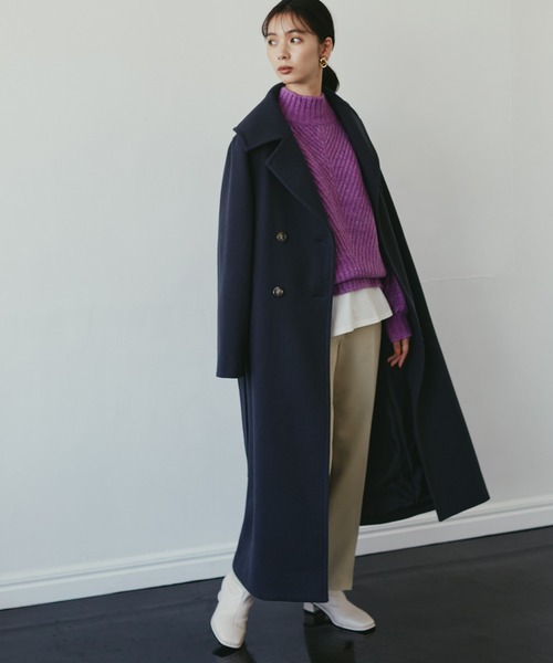 N.（N. Natural Beauty Basic）（エヌエヌナチュラルビューティーベーシック）の「◆変形畦ハイネックニット（ニット/セーター・レディース・パープル/オフホワイト/ブルー・MEDIUM）」の20枚目の写真