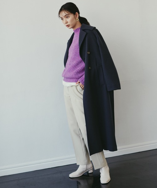 N.（N. Natural Beauty Basic）（エヌエヌナチュラルビューティーベーシック）の「◆変形畦ハイネックニット（ニット/セーター・レディース・パープル/オフホワイト/ブルー・MEDIUM）」の19枚目の写真