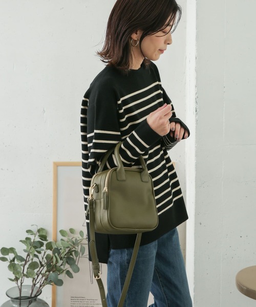 URBAN RESEARCH DOORS（アーバンリサーチドアーズ）の「パネルボーダーボートネックニット（ニット/セーター・レディース・ブラック/オフホワイト/グリーン・ONE）」の13枚目の写真