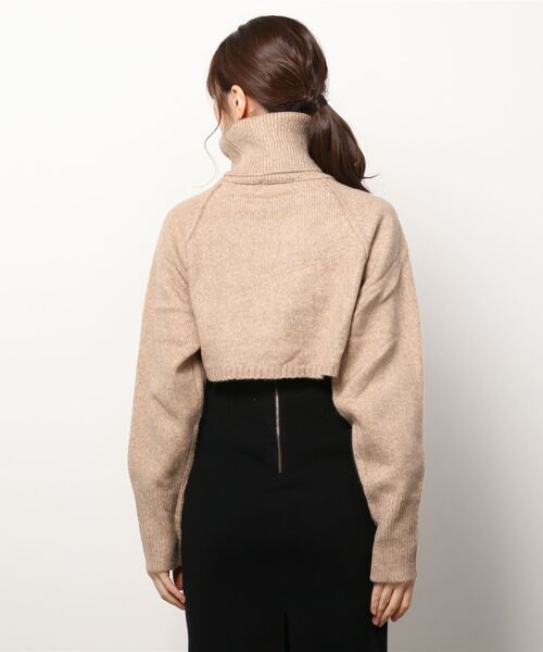 Shelly island（シェリーアイランド）の「タートルショートニット（ニット/セーター・レディース・ブラック/ベージュ・M）」の4枚目の写真