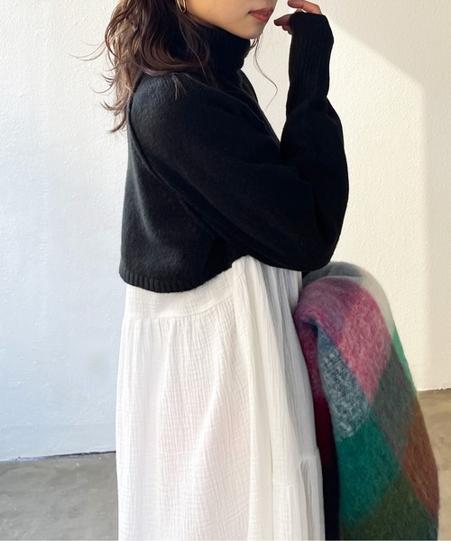 Shelly island（シェリーアイランド）の「タートルショートニット（ニット/セーター・レディース・ブラック/ベージュ・M）」の15枚目の写真