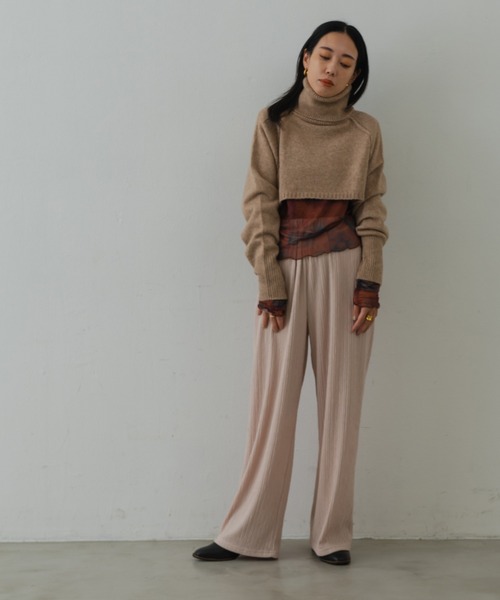 Shelly island（シェリーアイランド）の「タートルショートニット（ニット/セーター・レディース・ブラック/ベージュ・M）」の19枚目の写真