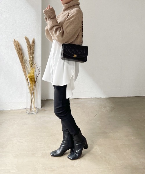 Shelly island（シェリーアイランド）の「タートルショートニット（ニット/セーター・レディース・ブラック/ベージュ・M）」の20枚目の写真