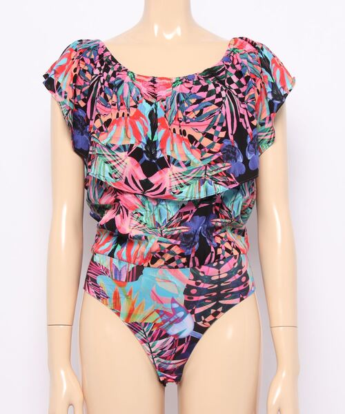 Desigual(デシグアル)の「ボートネック 幾何学模様ボディスーツ(その他トップス・レディース・レッド・S/M/L/XL/XS)」の4枚目の写真