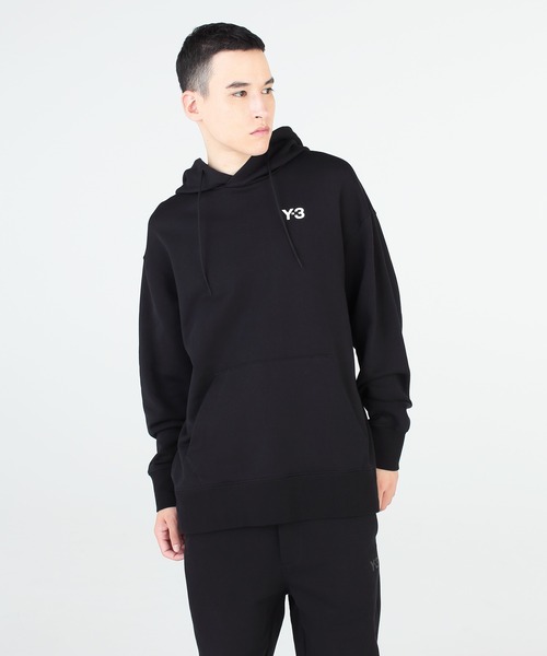 【入手困難✨】Y-3 ワイスリー スリーストライプ ラバーロゴ パーカー 黒XL Y-3 (ワイスリー) ワンポイント ロゴ ショート丈 プルオアーバー