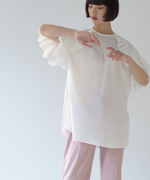 La SRIC（ラスリック）の「La SRIC / 袖フリルBL（シャツ/ブラウス・レディース・ネイビー/オフホワイト・38）」の19枚目の写真