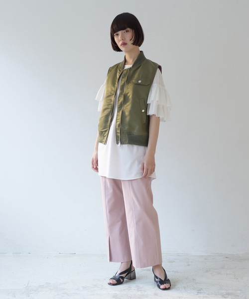 La SRIC（ラスリック）の「La SRIC / 袖フリルBL（シャツ/ブラウス・レディース・ネイビー/オフホワイト・38）」の3枚目の写真