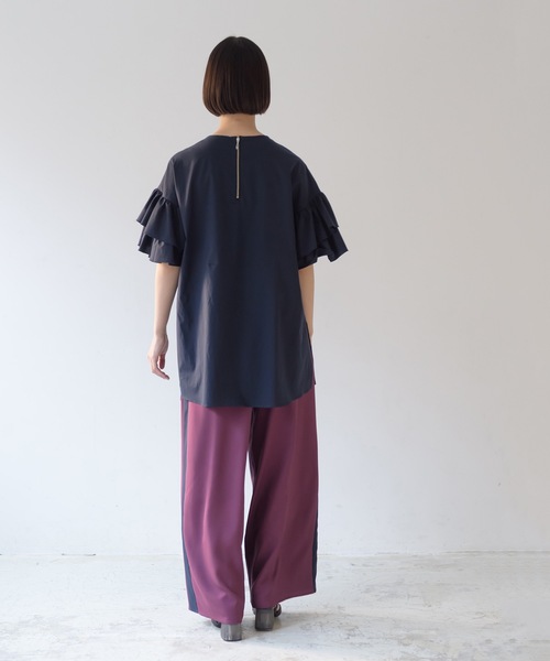 La SRIC（ラスリック）の「La SRIC / 袖フリルBL（シャツ/ブラウス・レディース・ネイビー/オフホワイト・38）」の15枚目の写真