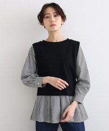 INDIVI | 【洗える】ベストレイヤード風コンビカットソー(Tシャツ/カットソー)