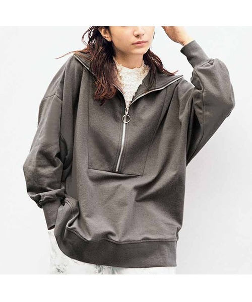 MEDE19F（メデジュウキュウ）の「ＭＥＤＥ１９Ｆ　ジップスウェットプルオーバー（スウェット・レディース・チャコールグレー/ベージュ・MEDIUM/LARGE/X-LARGE/XX-LARGE）」の2枚目の写真