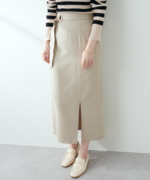 natural couture（ナチュラルクチュール）の「【セットアップ着用可】タイトスリットスカート（スカート・レディース・ブラック/ライトベージュ/ベージュ・FREE）」の3枚目の写真