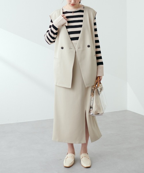 natural couture（ナチュラルクチュール）の「【セットアップ着用可】タイトスリットスカート（スカート・レディース・ブラック/ライトベージュ/ベージュ・FREE）」の6枚目の写真