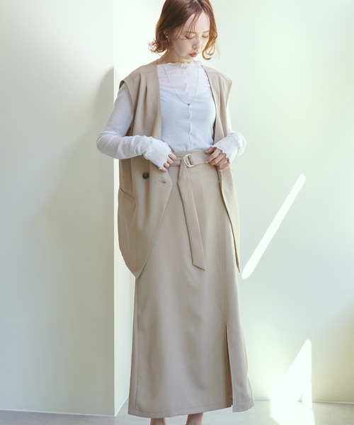 natural couture（ナチュラルクチュール）の「【セットアップ着用可】タイトスリットスカート（スカート・レディース・ブラック/ライトベージュ/ベージュ・FREE）」の12枚目の写真