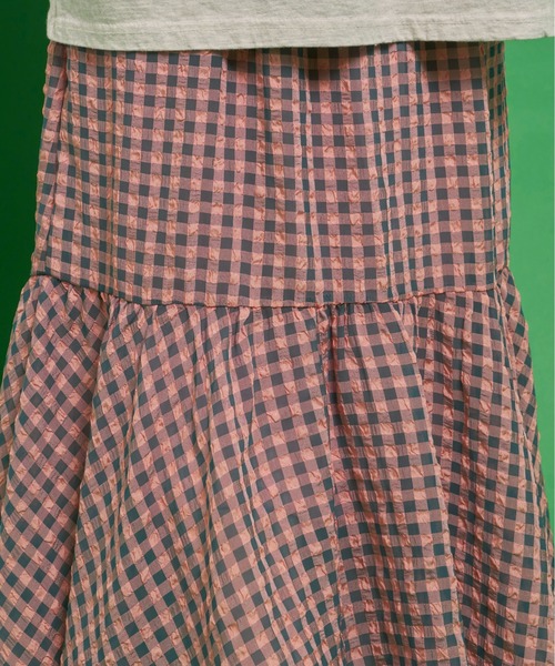 Auntie Rosa Holiday(アンティローザホリデー)の「シャーリングギンガム切替スカート(スカート・レディース・ブラック/ピンク・FREE)」の7枚目の写真