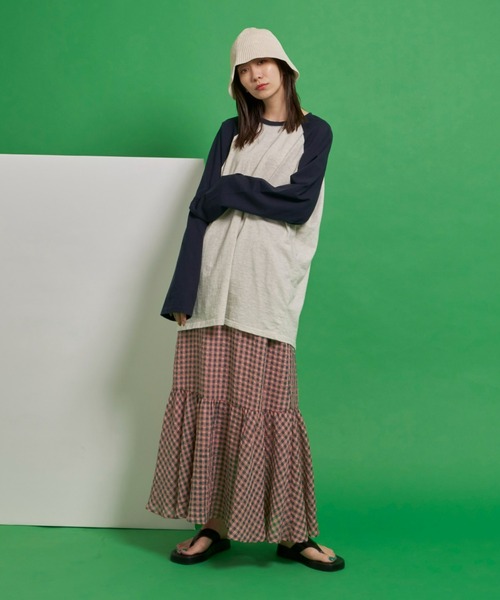 Auntie Rosa Holiday(アンティローザホリデー)の「シャーリングギンガム切替スカート(スカート・レディース・ブラック/ピンク・FREE)」の8枚目の写真