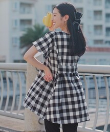 【おのののかさん着用】半袖＆七分袖選べる袖丈バックフレアチュニック