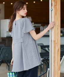 タグ付き未使用　スコットクラブ　シフォン　ブラウス　半袖　ターコイズ　9号 胸元タックエアリーエアリーシフォンブラウス(長袖・黒)SS-19b