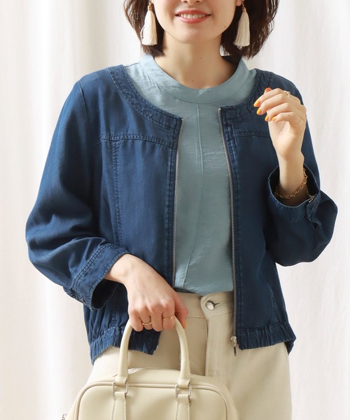 libelle more（リベル モア）の「《ウォッシャブル》リヨセルデニムクルーネックブルゾン（デニムジャケット・レディース・サックスブルー/ブルー/インディゴブルー・M/L）」の3枚目の写真
