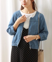 libelle more | 《ウォッシャブル》リヨセルデニムクルーネックブルゾン(デニムジャケット)
