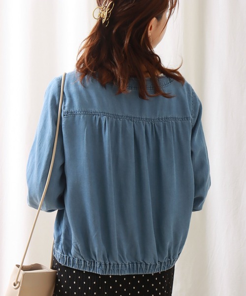 libelle more（リベル モア）の「《ウォッシャブル》リヨセルデニムクルーネックブルゾン（デニムジャケット・レディース・サックスブルー/ブルー/インディゴブルー・M/L）」の10枚目の写真