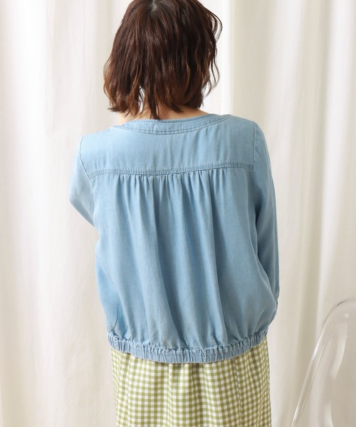 libelle more（リベル モア）の「《ウォッシャブル》リヨセルデニムクルーネックブルゾン（デニムジャケット・レディース・サックスブルー/ブルー/インディゴブルー・M/L）」の9枚目の写真