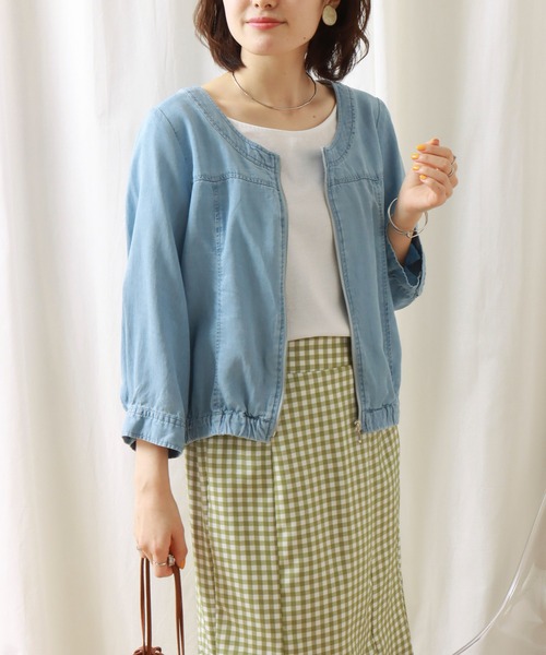 libelle more（リベル モア）の「《ウォッシャブル》リヨセルデニムクルーネックブルゾン（デニムジャケット・レディース・サックスブルー/ブルー/インディゴブルー・M/L）」の13枚目の写真