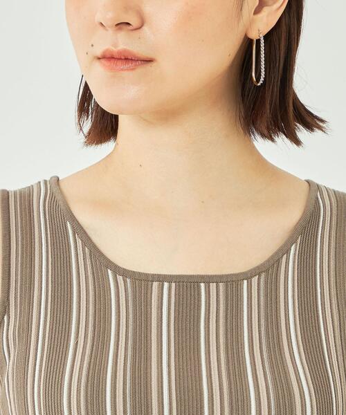 green label relaxing（グリーンレーベルリラクシング）の「マルチストライプ ノースリーブ プルオーバー ニット -ウォッシャブル-（ニット/セーター・レディース・モカ/オフホワイト/ブラウン・FREE）」の7枚目の写真