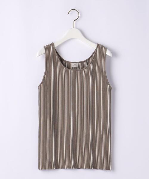 green label relaxing（グリーンレーベルリラクシング）の「マルチストライプ ノースリーブ プルオーバー ニット -ウォッシャブル-（ニット/セーター・レディース・モカ/オフホワイト/ブラウン・FREE）」の18枚目の写真