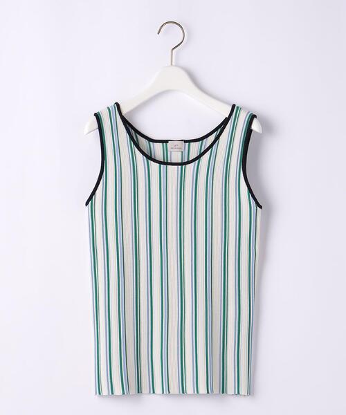 green label relaxing（グリーンレーベルリラクシング）の「マルチストライプ ノースリーブ プルオーバー ニット -ウォッシャブル-（ニット/セーター・レディース・モカ/オフホワイト/ブラウン・FREE）」の20枚目の写真