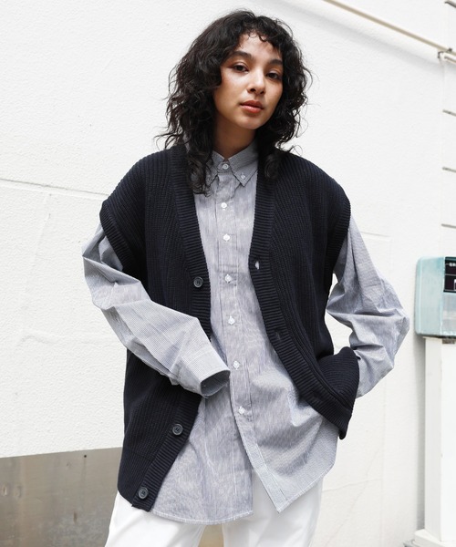 MSG（エムエスジー）の「ハイバルキー片畔スプリングサマーニットベスト（ベスト・メンズ・ネイビー/マスタード/ベージュ系/ブラック/サックスブルー/ホワイト/グレー系/グレー/ケリー/ダークブラウン・L/M/LL）」の8枚目の写真