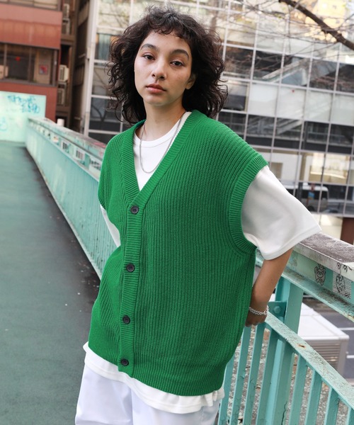 MSG（エムエスジー）の「ハイバルキー片畔スプリングサマーニットベスト（ベスト・メンズ・ネイビー/マスタード/ベージュ系/ブラック/サックスブルー/ホワイト/グレー系/グレー/ケリー/ダークブラウン・L/M/LL）」の7枚目の写真