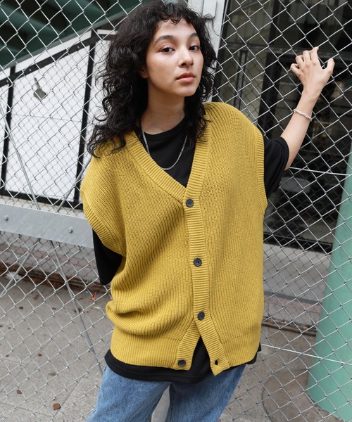 MSG（エムエスジー）の「ハイバルキー片畔スプリングサマーニットベスト（ベスト・メンズ・ネイビー/マスタード/ベージュ系/ブラック/サックスブルー/ホワイト/グレー系/グレー/ケリー/ダークブラウン・L/M/LL）」の10枚目の写真