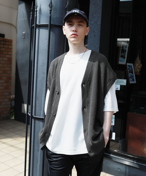 MSG（エムエスジー）の「ハイバルキー片畔スプリングサマーニットベスト（ベスト・メンズ・ネイビー/マスタード/ベージュ系/ブラック/サックスブルー/ホワイト/グレー系/グレー/ケリー/ダークブラウン・L/M/LL）」の14枚目の写真