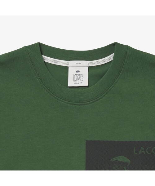 LACOSTE L!VE（ラコステライブ）の「ラコステライブ ルネ・ラコステフォトプリントTシャツ（Tシャツ/カットソー・メンズ・ホワイト/グリーン・M/L/S/XS）」の4枚目の写真