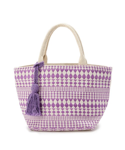 SHOO・LA・RUE（シューラルー）の「◆【インド綿】船底ランチトートバッグ（トートバッグ・レディース・ライトパープル/ブラック系/ダークグリーン系・00）」の5枚目の写真