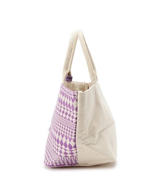 SHOO・LA・RUE（シューラルー）の「◆【インド綿】船底ランチトートバッグ（トートバッグ・レディース・ライトパープル/ブラック系/ダークグリーン系・00）」の6枚目の写真