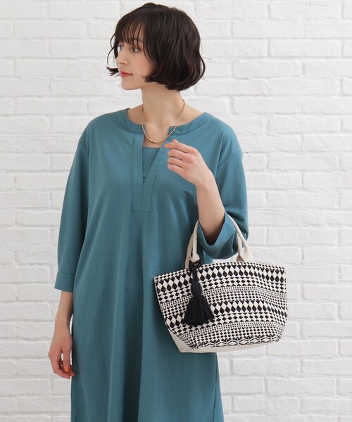 SHOO・LA・RUE（シューラルー）の「◆【インド綿】船底ランチトートバッグ（トートバッグ・レディース・ライトパープル/ブラック系/ダークグリーン系・00）」の13枚目の写真