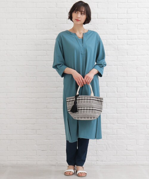 SHOO・LA・RUE（シューラルー）の「◆【インド綿】船底ランチトートバッグ（トートバッグ・レディース・ライトパープル/ブラック系/ダークグリーン系・00）」の14枚目の写真