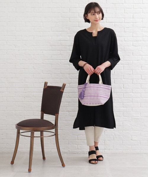 SHOO・LA・RUE（シューラルー）の「◆【インド綿】船底ランチトートバッグ（トートバッグ・レディース・ライトパープル/ブラック系/ダークグリーン系・00）」の17枚目の写真
