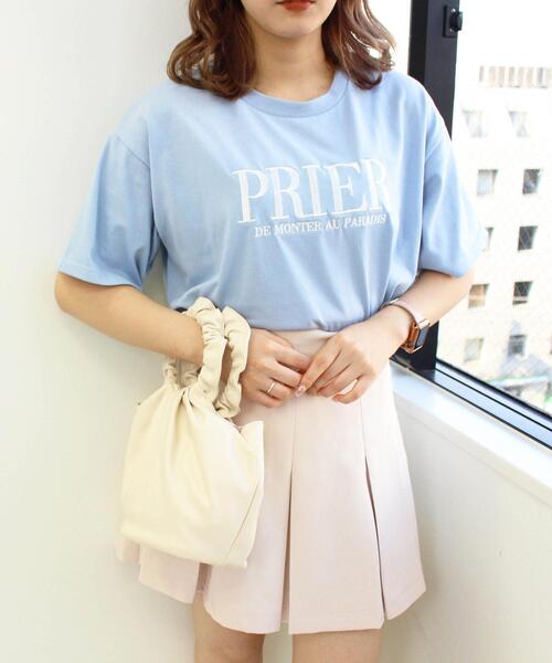 INGNI（イング）の「ロゴ刺しゅう入り半袖Tシャツ（Tシャツ/カットソー・レディース・ホワイト×ピンク/ホワイト×ブラック/ホワイト×ブルー/ブルー系2・M）」の12枚目の写真