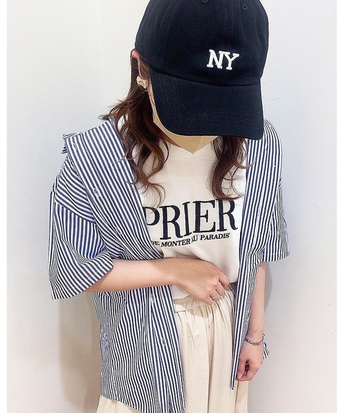 INGNI（イング）の「ロゴ刺しゅう入り半袖Tシャツ（Tシャツ/カットソー・レディース・ホワイト×ピンク/ホワイト×ブラック/ホワイト×ブルー/ブルー系2・M）」の17枚目の写真