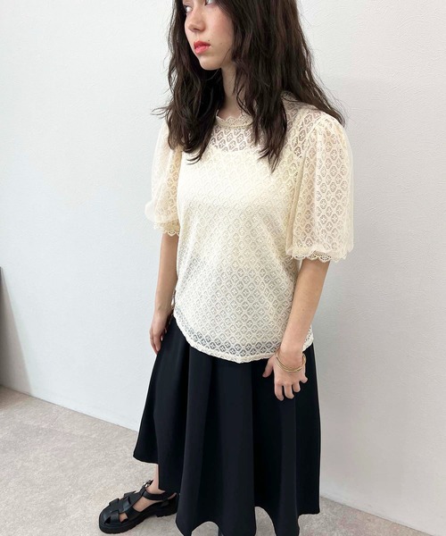toucher du brise（トゥシェドブリーズ）の「総レース ガーリー ブラウス（シャツ/ブラウス・レディース・ブラック/オフホワイト/イエロー・M）」の10枚目の写真