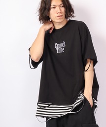 RE730 フェイクレイヤードボーダーワイド半袖Tシャツ