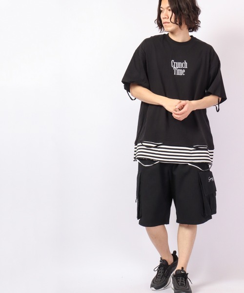 RE730(アールイーセブンサーティー)の「RE730 フェイクレイヤードボーダーワイド半袖Tシャツ(Tシャツ/カットソー・メンズ・ブラック/ブラック×ホワイト/ホワイト・L/XL/M)」の10枚目の写真